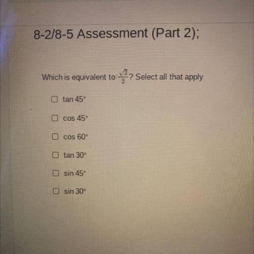 What is equivalent to square root of 2 over 2?