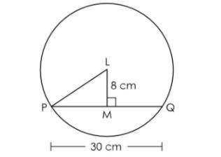 in the figure shown, L is the center of the circle and PQ ​​is a chord of the circle measuring 30 c