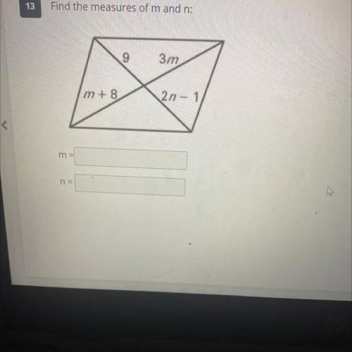 Find the measures of m and n: