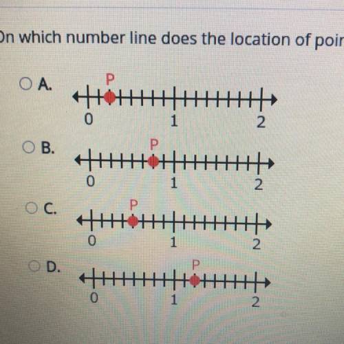 On which number line does the location of point P represent the probability of an event that is lik