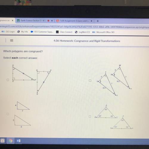 Which polygons are congruent?

Select each correct answer
D
P
U
6.5
V
65
8248
5