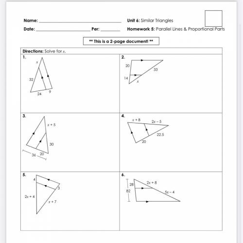 Unit 6 similar triangles homework 5