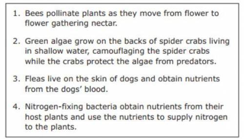 EOC Biology STAAR prep

Four common relationships between organisms are listed in the box. Which s