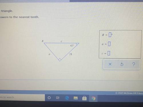 Help!?:( 
solve right triangle 
round to the nearest tenth