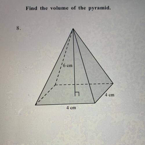 SUPER URGENT PLZ HELP 
Find the volume of the pyramid.