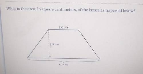 What is the area in square centimeters of the isosceles trapezoid below​