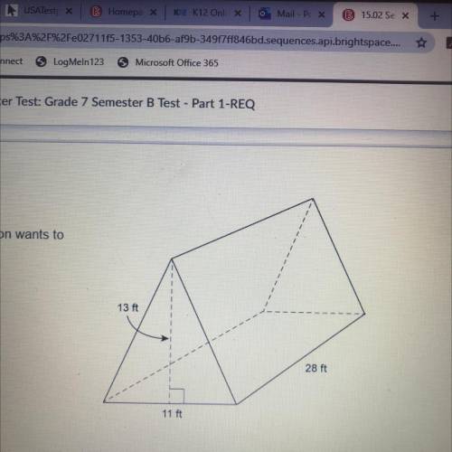 This figure shows the dimensions of the tent Anderson wants to

buy
What is the volume of the tent