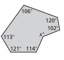 Find the measure of the missing interior angle of the polygon.