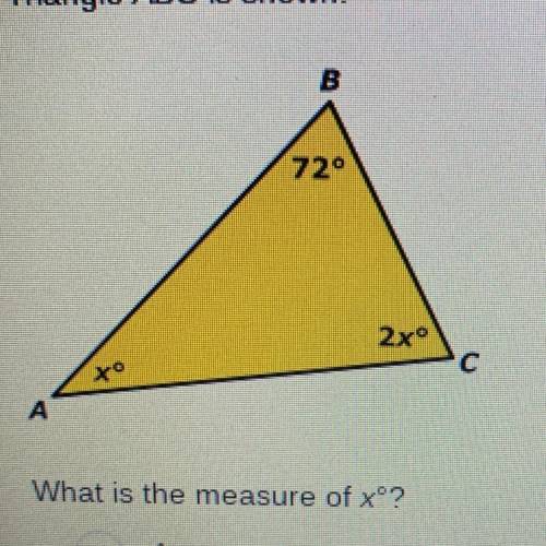What is the measure of xº?
A 6°
B 24°
C 36°
D 72°