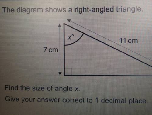 The diagram shows a right angle triangle​