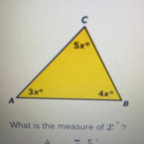 What is the measure of cº?
A. 7.5°
B. 15
C. 30°
D. 45