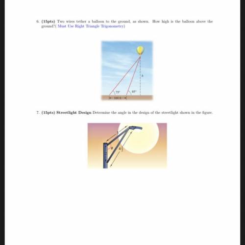 Two wires

tether a balloon to the ground, as shown. How
high is the balloon above the ground? (Mu