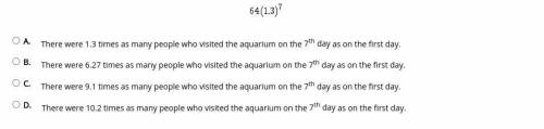 Suppose the expression a(b)n models the approximate number of people who visited an aquarium each d