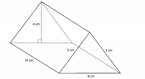 What is the surface area of the triangular prism pictured?