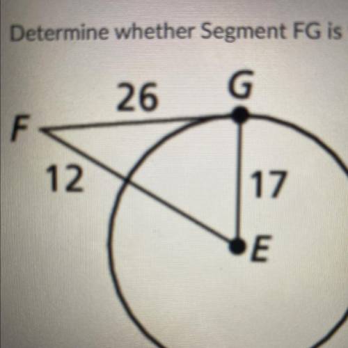 Determine whether Segment FG is tangent to Circle E. Explain.