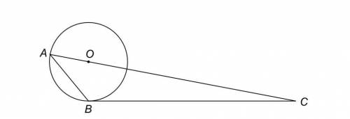 A and B are points on a circle, centre O.

BC is a tangent to the circle.
AOC is a straight line.