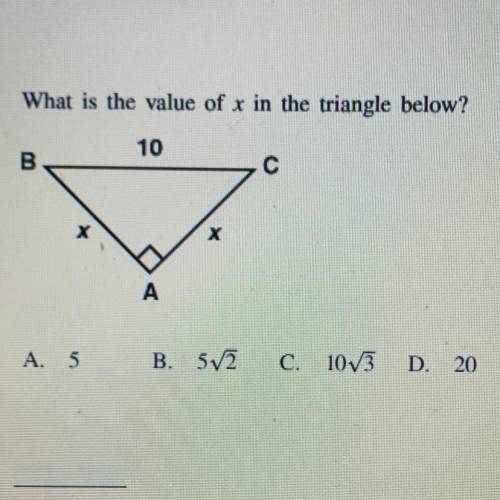 What is the value of x in the triangle below?