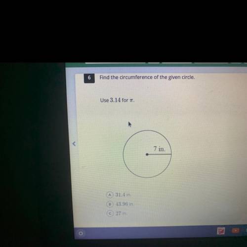 Find the circumference of given circle. Use 3.14 for n