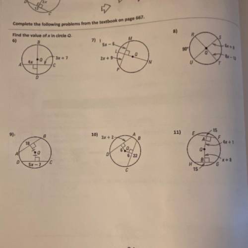 Can someone please complete this and show the work? Grade 10 geometry

find the value of X in circ