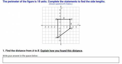 1. Find the distance from A to B. Explain how you found this distance.

Write your answer in the s
