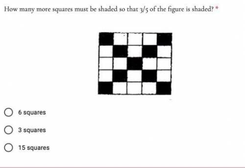 How many more squares must be shaded so that 3/5 of the figure is shaded?