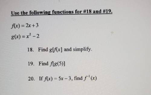 I believe I figured out 18, I just need 19 and 20 for anyone who can help. I really just need the a