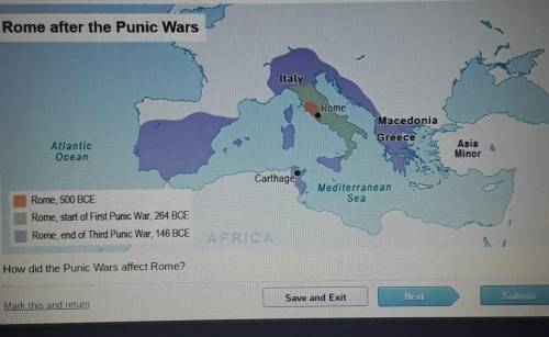 The map shows changes in roman territory resulting from the punic wars.

how did the punic wars af