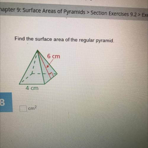 Find the surface area of the regular pyramid I need help