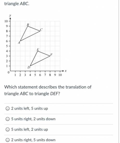 PLEASE HELP THIS IS A MAJOR GRADE! In the diagram below, triangle DEF is a translation of triangle