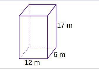 Find the surface area of the prism. A rectangular prism has length 12 meters, width 6 meters, and h
