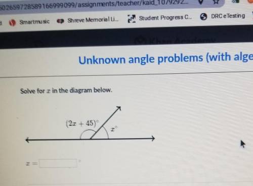 Khan Academy Unknown angle problems (with alge Solve for u in the diagram below. (2x + 45) 1 Relate