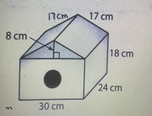 What is the surface area of the birdhouse before the hole was Drilled?