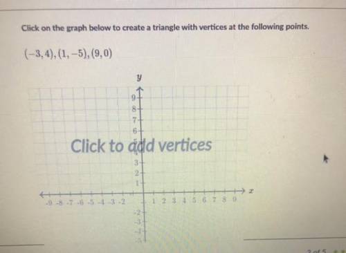 Click on the graph below to create a triangle with vertices at the following points.

(-3,4),(1, -