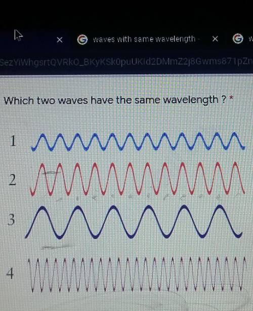Which two waves have the same wavelength?A. 1 and 2 B. 2 and 3C. 3 and 4D. 3 and 1​