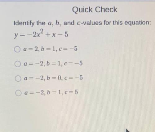Identify the a b c values for this class