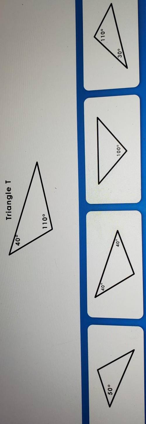 Which triangle is similar to triangle t?​