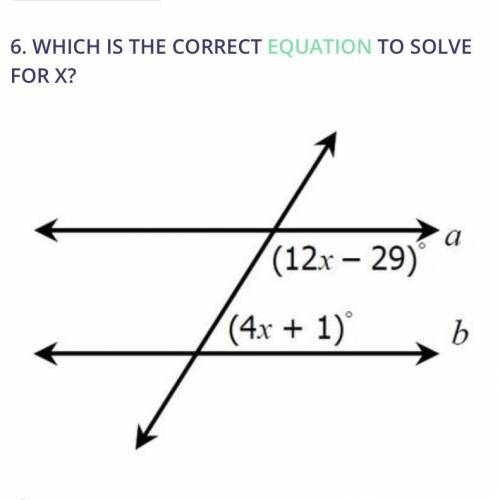 What is the correct equation to solve for X ? (geometry) show ur work pls