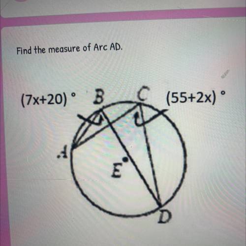 Find the measure of Arc AD.
Pls help me