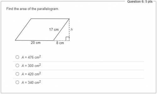 Find the area of the parallelogram. HELP ASAP