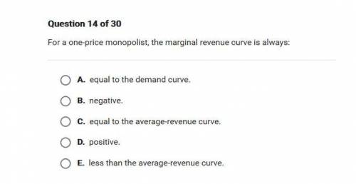 For a one-price monopolist, the marginal revenue curve is always:
