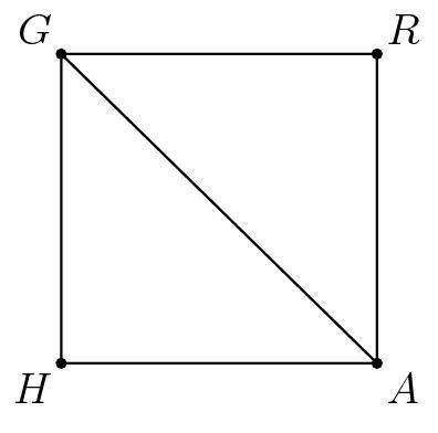 In the figure below, GRAH is a rectangle, RA=7, and GA=10. Determine AH.