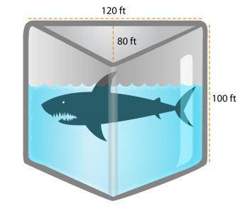 Find the volume of this triangular prism shark tank.

Choices:
480,000ft3
300ft3
320,000ft3
960ft3
