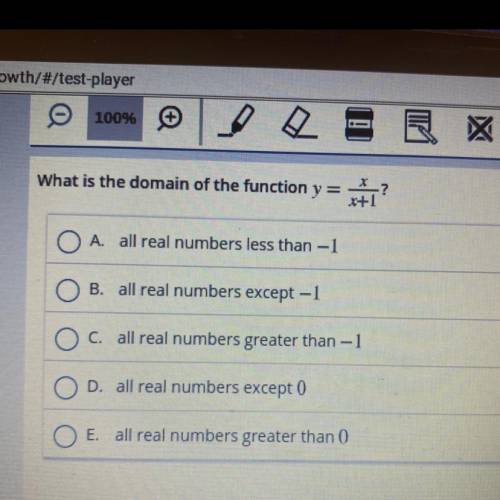 What is the domain of the function y= x/ (x+1)
10 points, NO LINKS!!
