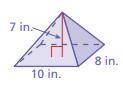 Determine the volume of this rectangular pyramid.

Group of answer choices
93.34in3 
186.67in3 
56