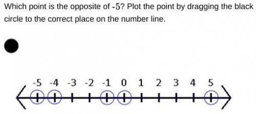Which point is the opposite of -5? Plot the point by dragging the black circle to the correct place