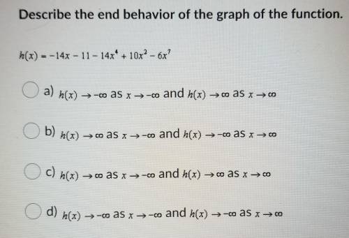 Question 2, describe the end behavior of the graph of the function ​