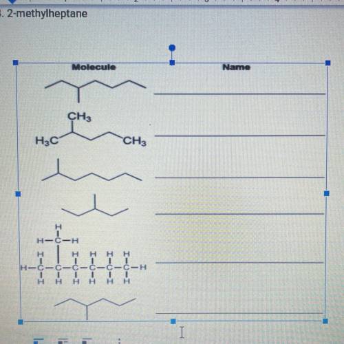 Write the name of the branched alkane next to the drawing of the molecule.