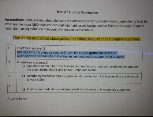 Modern Europe Summative Instructions: After learning about the current events issues facing modem d