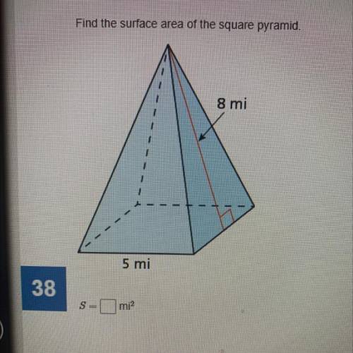 Find the surface area of the square pyramid.
S=