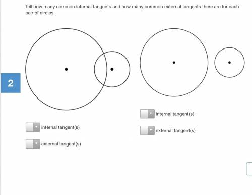 Tell how many common internal tangents and how many common external tangents there are for each pai